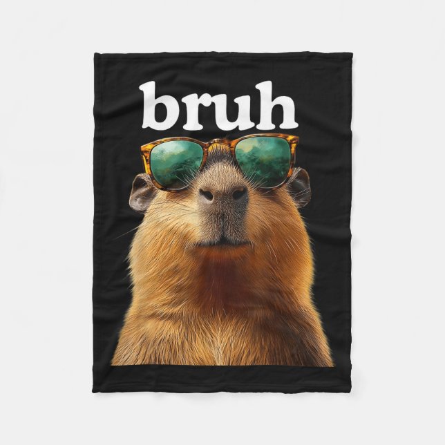 Cobertor De Velo Capybara Bruh With Sungles Funny Meme Lovers Men W (Frente)