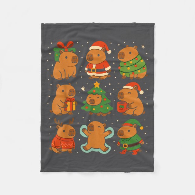 Cobertor De Velo Capybara Christmas Shirt, Funny Capy Holidays  (Frente)