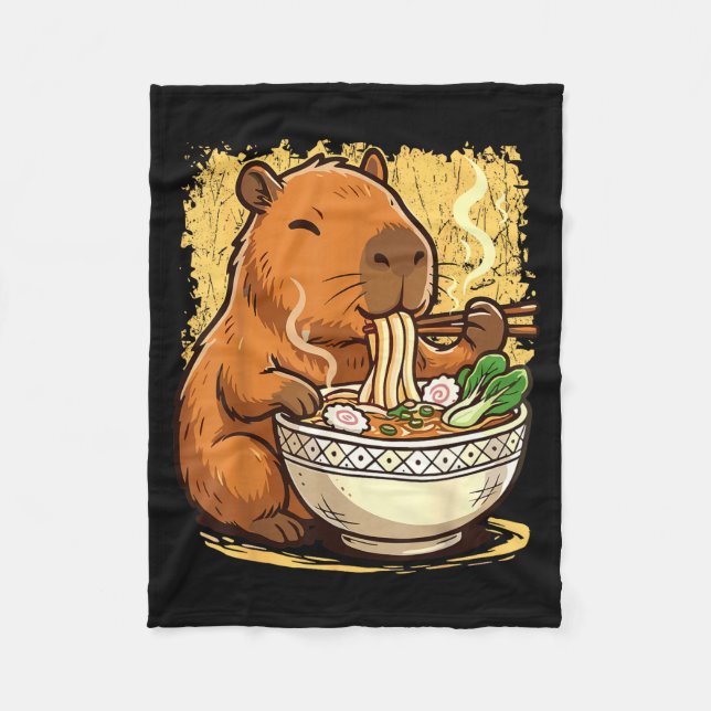 Cobertor De Velo Capybara Eating Ramen Noodles  (Frente)