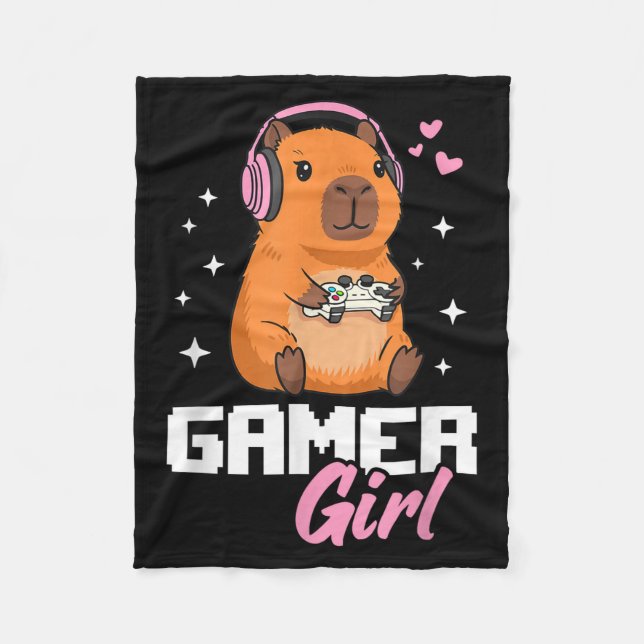 Cobertor De Velo Capybara Gamer Girl Gaming  (Frente)