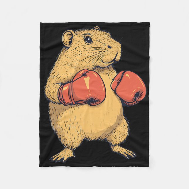 Cobertor De Velo Capybara Vestida Como Uma Boxer Engraçada (Frente)