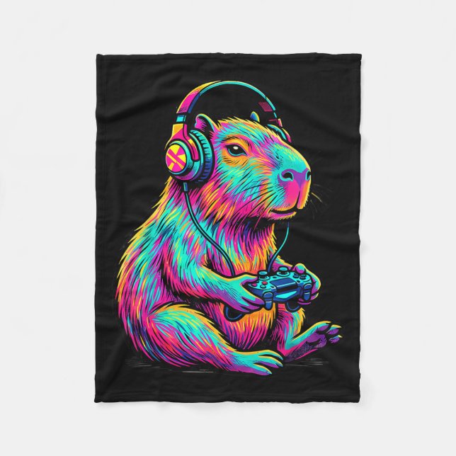 Cobertor De Velo Capybara Video Games Gamer Funny Gaming Graphic Ki (Frente)