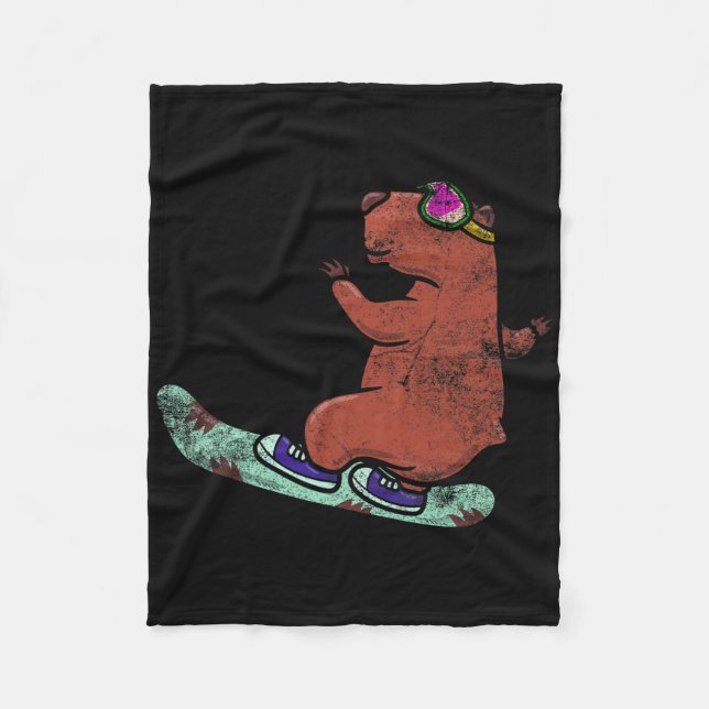 Cobertor De Velo Capybara Whisperer Snowboard Snowboard Snow Winter (Frente)