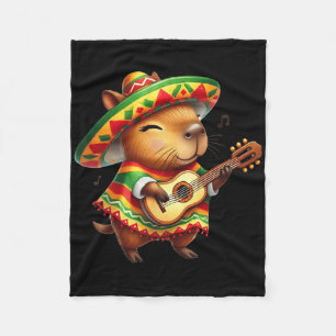 Cobertor De Velo Capybyra Sombrero Guitar Cinco De Mayo Kid Mexican