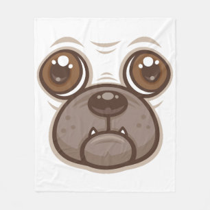 Cobertor De Velo Cara de Cachorro Pug Cartoon