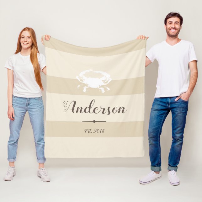 Cobertor De Velo Caranguejo Branco Costeiro Elegante e Stripes Pers (In Situ)