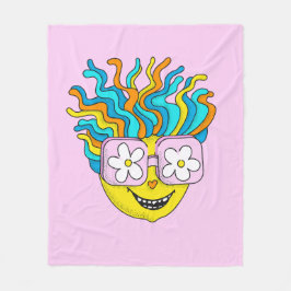 Cobertor De Velo Caráter engraçado sorridente com óculos cor-de-ros