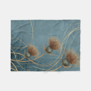 Cobertor De Velo Cardo Dourado Azul Turquesa Textura Elegância