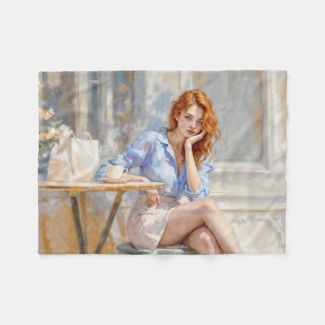Cobertor De Velo Carente e gentil mulher de cabelos vermelhos em co (Frente (Horizontal))