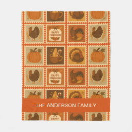 Cobertor De Velo Carimbo de Ação de Graças Collage Cozy