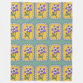 Cobertor De Velo Carimbos de flores roxas