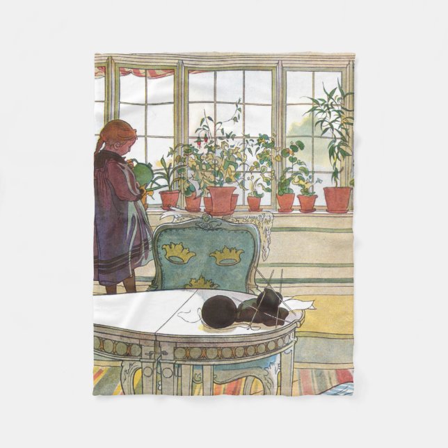 Cobertor De Velo Carl Larsson - Flores Na Janela (Frente)