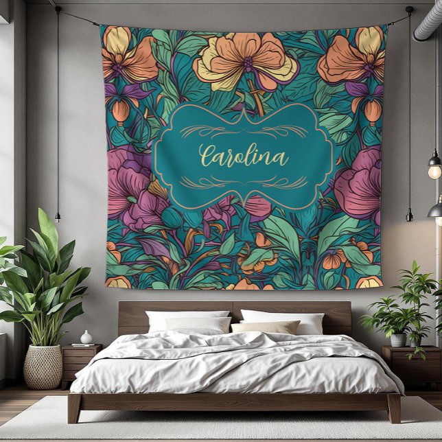 Cobertor De Velo Carolina Bold Blooms Art Nouveau Fleece Blanket (detail)