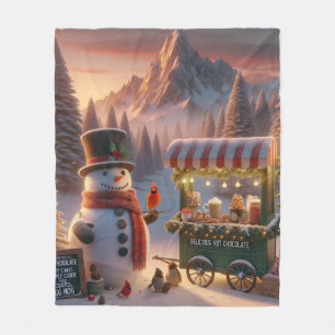 Cobertor De Velo Carrinho de Chocolate Quente de Snowman na Wonderl