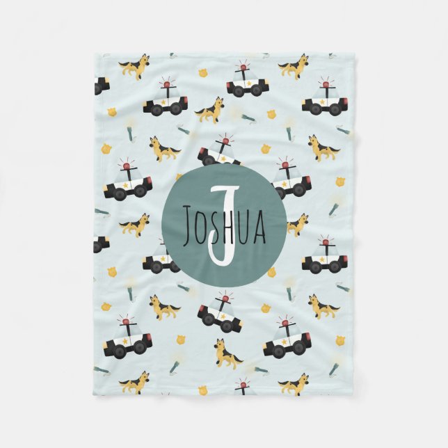 Cobertor De Velo Carro de Polícia Azul e Bonito (Frente)