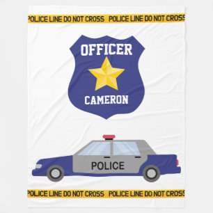 Cobertor De Velo Carro de Polícia Azul e Crachá de Oficial com Nome