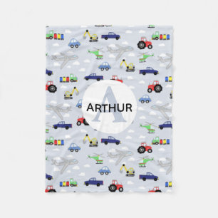 Cobertor De Velo Carro de Transporte de Meninos Cute Padrão Monogra