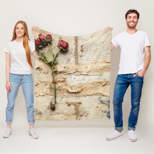 Cobertor De Velo Carta de Amor Floral Vintage Atemporal