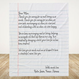 Cobertor De Velo Carta de Amor Personalizada Manuscrita