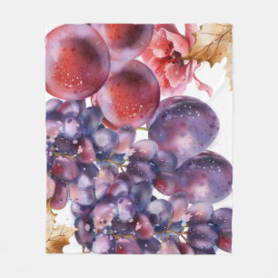 Cobertor De Velo Carta de outono de uvas vintage em aquarela