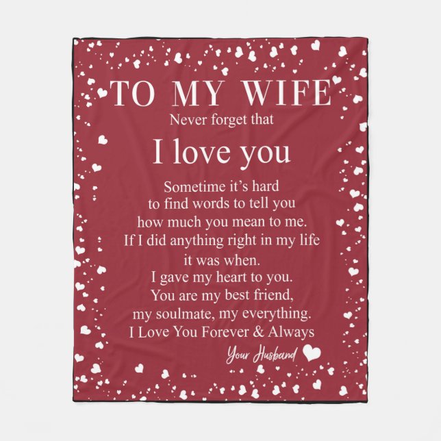 Cobertor De Velo Carta Personalizada À Minha Mulher, (Frente)