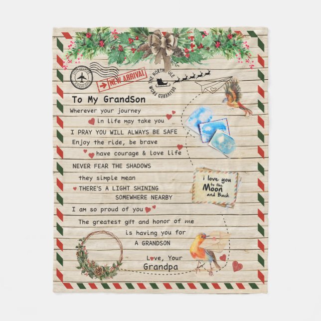 Cobertor De Velo Carta Personalizada Ao Meu Avô (Frente)