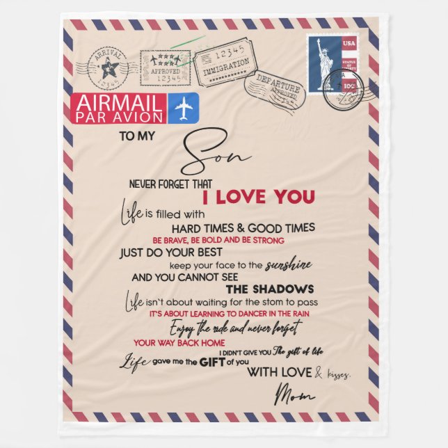 Cobertor De Velo Carta Personalizada Para O Meu Filho (Frente)