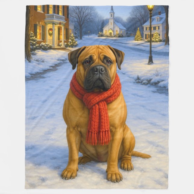 Cobertor De Velo Cartão de Natal do Bullmastiff (Frente)
