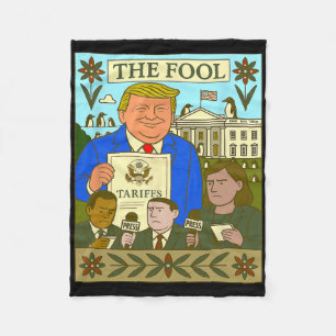 Cobertor De Velo Cartão de Tarot de Trump O Louco Impõe Tarifa Sobr