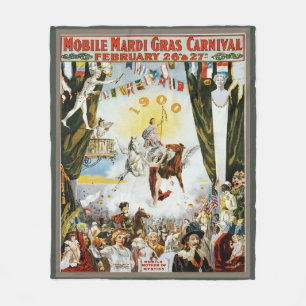 Cobertor De Velo Cartaz Antigo de Arte do Carnaval Mardi Gras de Mo
