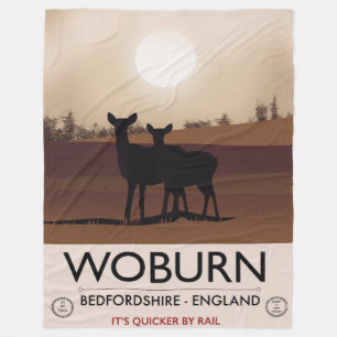 Cobertor De Velo Cartaz de viagem estilo vintage de Woburn - Bedfor