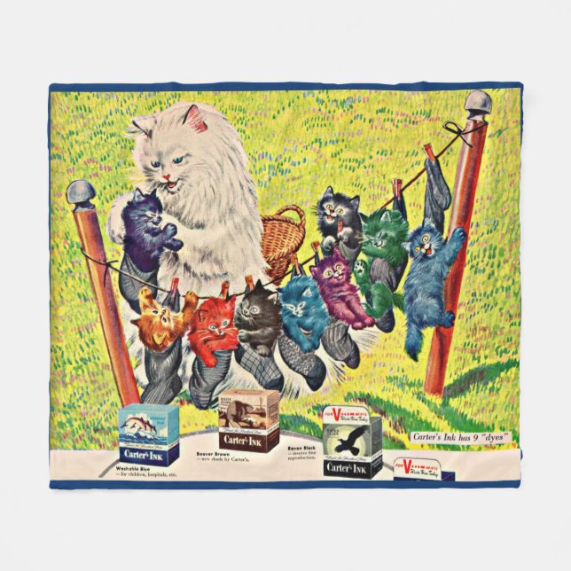 Cobertor De Velo Carter's Ink and mama cat and kittens (Frente (Horizontal))