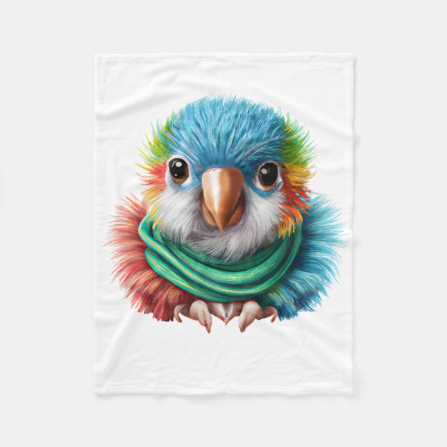Cobertor De Velo Cartoon Adorável Fluffy Happy Baby Parrot (Frente)