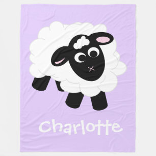 Cobertor De Velo Cartoon Bonito Ovino Nome Roxo Fleece Blanket