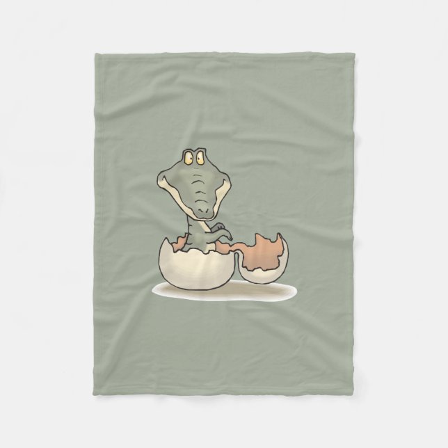 Cobertor De Velo Cartoon de Alligador de Bebê Cónico, Hatching de E (Frente)