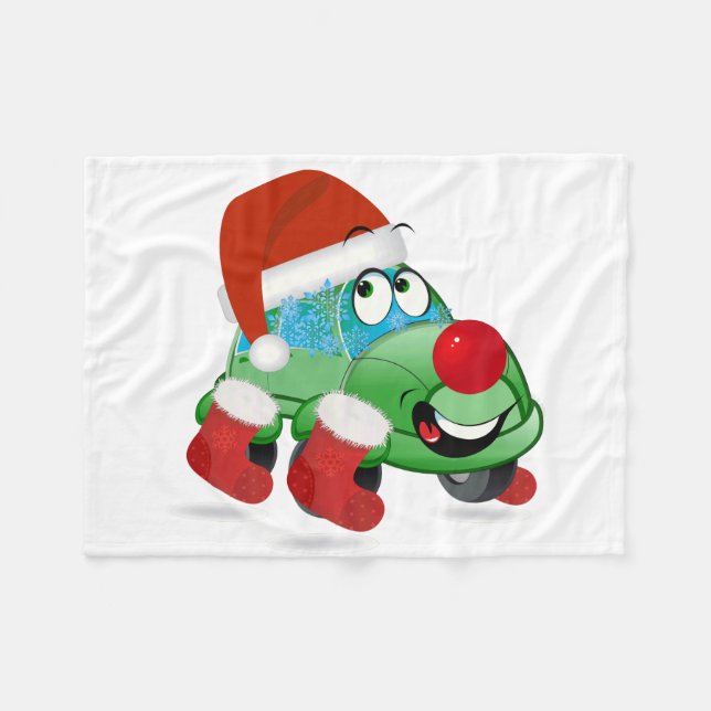 Cobertor De Velo Cartoon de Carro de Natal (Frente (Horizontal))