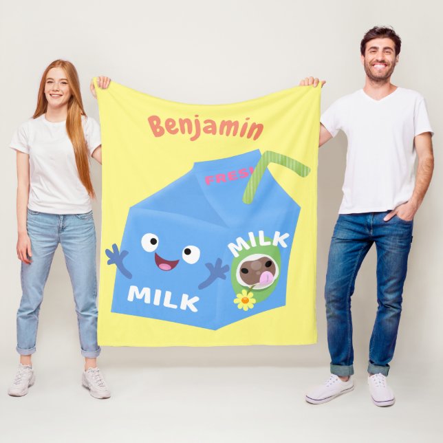 Cobertor De Velo Cartoon de cartonagem de leite feliz e bonito (In Situ)