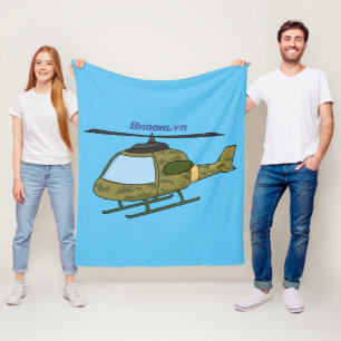 Cobertor De Velo Cartoon de helicóptero com camuflagem militar fofo