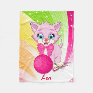Cobertor De Velo Cartoon de Kitten Cutie Pink