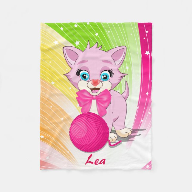 Cobertor De Velo Cartoon de Kitten Cutie Pink (Frente)