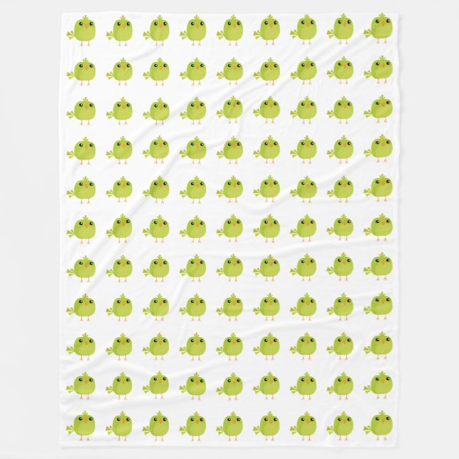 Cobertor De Velo Cartoon de Pássaro Verde (Frente)