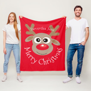 Cobertor De Velo Cartoon De Reindeer De Natal Chamado "Red Script F
