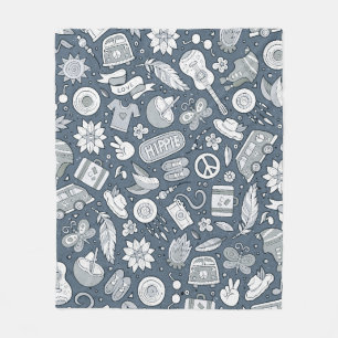 Cobertor De Velo Cartoon manual desenhado rabisco hippie sem soldad