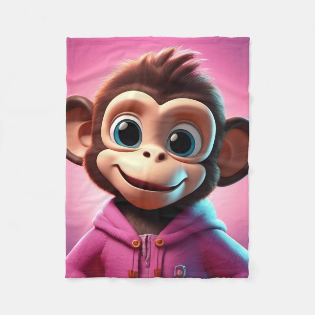 Cobertor De Velo Cartoon Monkey Fleece Blanket (Frente)