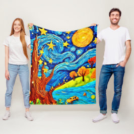 Cobertor De Velo Cartoon Starry Night: Surrealismo Inspirou Arte