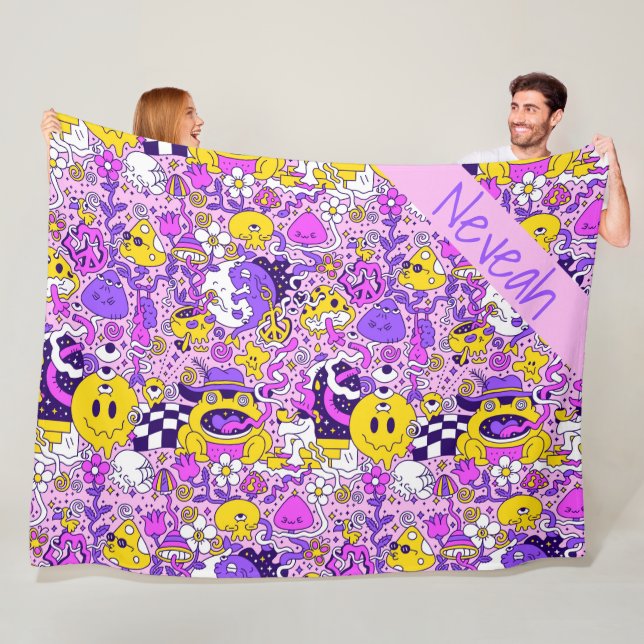 Cobertor De Velo Cartoons de Estilo Hippy com Doodle (In Situ)