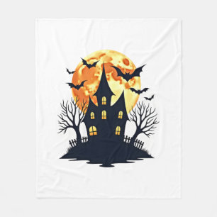 Cobertor De Velo Casa assombrada com morcegos - Tee de Halloween as