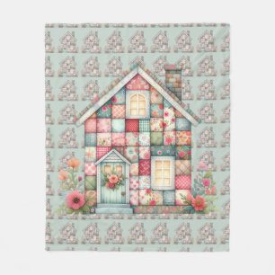 Cobertor De Velo Casa Floral Cottagecore com Remendo Falso