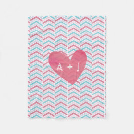 Cobertor De Velo Casais - Cereja e Padrão de Chevron Esmaecido Azul