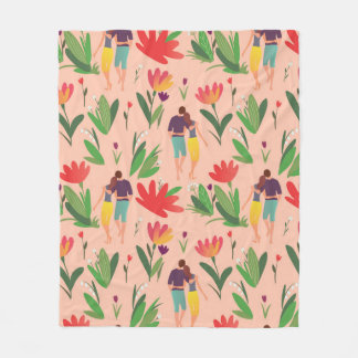 Cobertor De Velo casal apaixonado anda entre flores